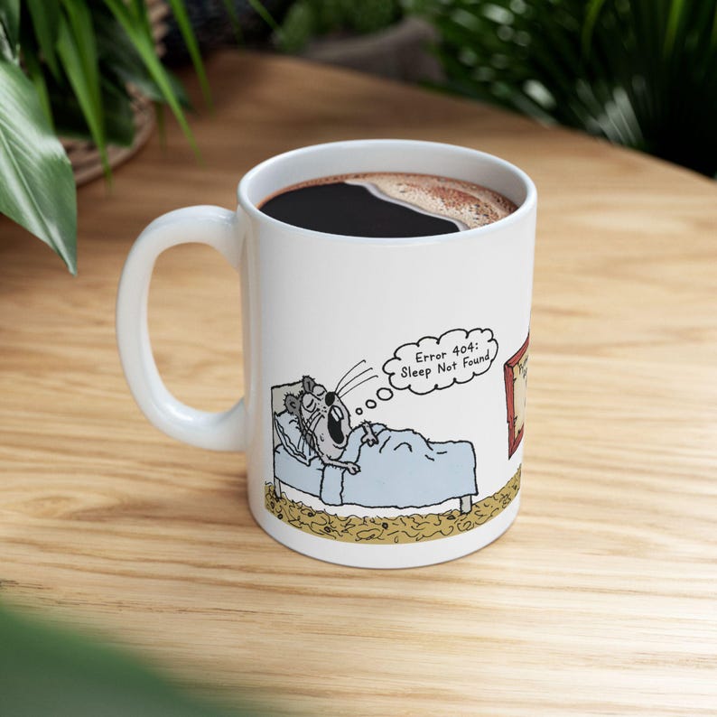 Python Programmer Mug,Funny Developer Gift,Error 404 Sleep Not Found Coffee Cup,Hand-drawn Hamster Snurka Ceramic Mug,Coding Humor Present imagen 17