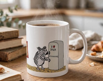 Hand-Drawn Hamster Snurka Python Programmer Mug, Error 404 Sleep Not Found Ceramic Coffee Cup