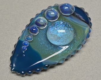 Handblown Glass Dichroic Galaxy and Dotwork Textured Paperweight - Brian Messer