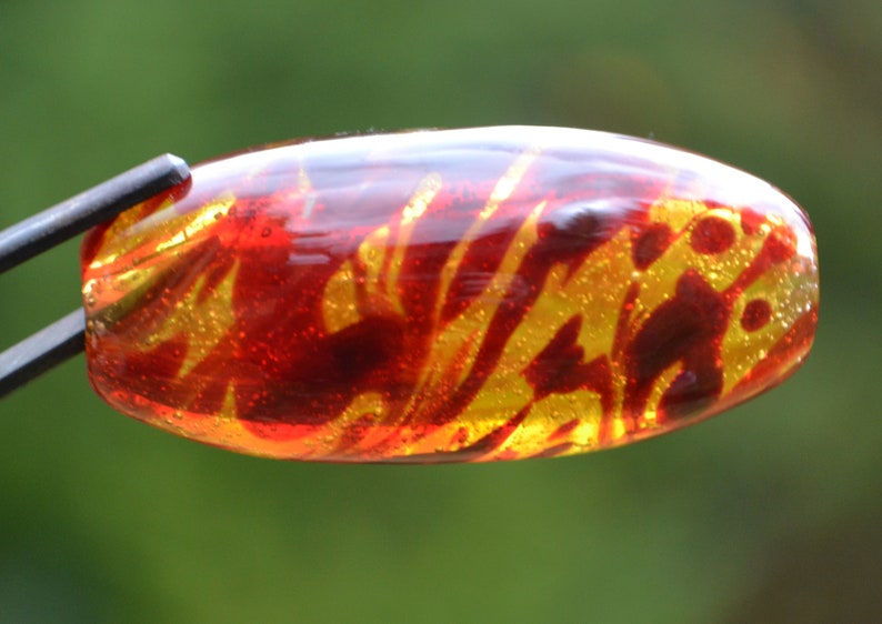 Handblown Dragon's Blood Marbled Borosilicate Glass Bead Brian Messer image 2