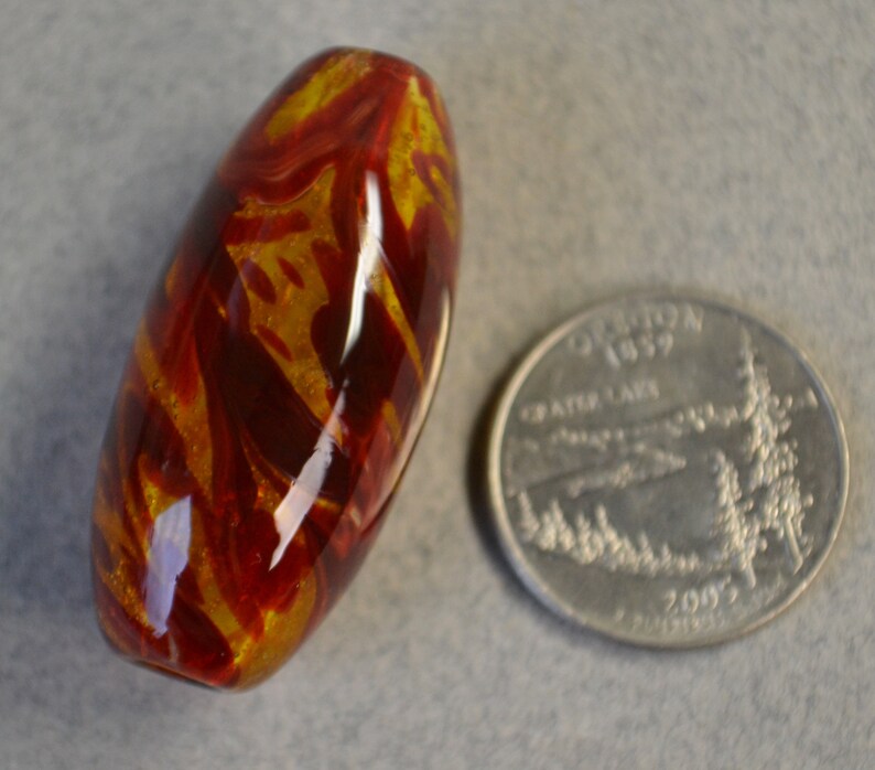 Handblown Dragon's Blood Marbled Borosilicate Glass Bead Brian Messer image 10
