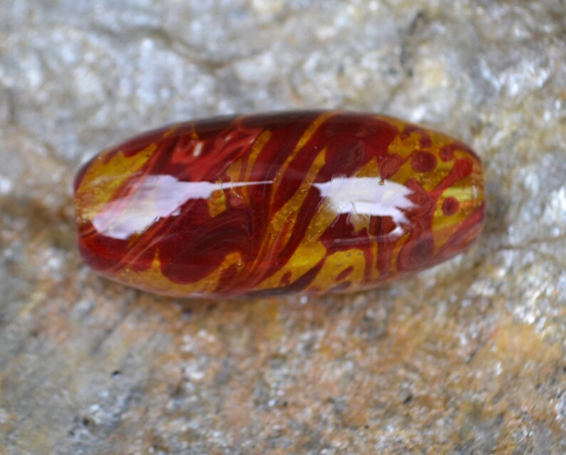 Handblown Dragon's Blood Marbled Borosilicate Glass Bead Brian Messer image 7