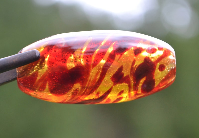Handblown Dragon's Blood Marbled Borosilicate Glass Bead Brian Messer image 9