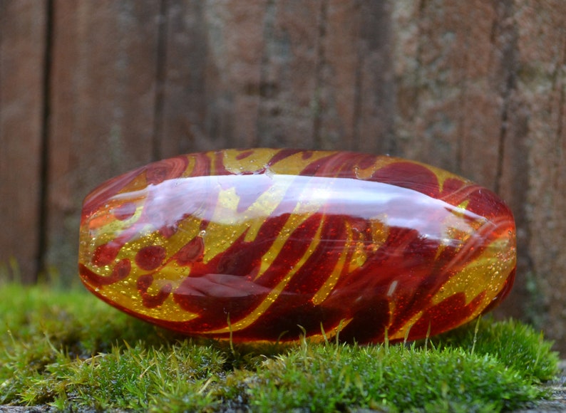 Handblown Dragon's Blood Marbled Borosilicate Glass Bead Brian Messer image 1