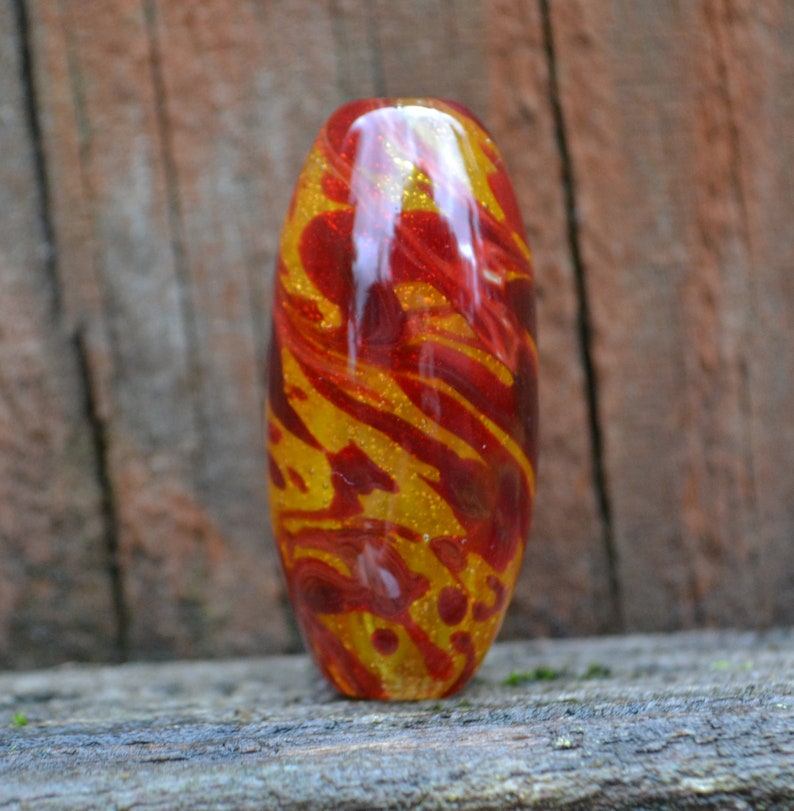 Handblown Dragon's Blood Marbled Borosilicate Glass Bead Brian Messer image 4