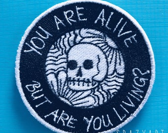 Alive? Embroidered Patch or Sticker Patch - embroidery, embroidered sticker, patches, iron on, sew on, sticker