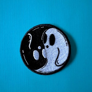 Yin Yang Ghosts Embroidered Patch or Sticker Patch - embroidery,patches, iron on, sew on, embroidered sticker