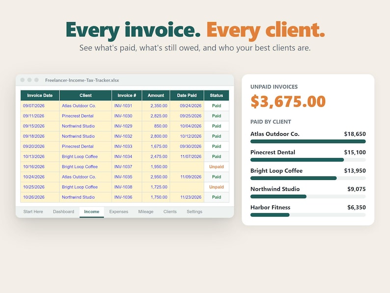 Freelancer Income & Tax Tracker Spreadsheet, Self Employed Tax ...