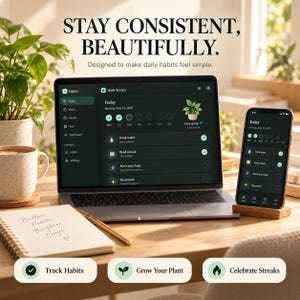Habit Tracker App – Daily Planner, Streaks, Plant Rewards (Digital Download)