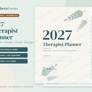 Therapeutenplanner 2027 | Invulbaar PDF & printbaar | Gedateerde weekpagina's | Caseload- en CEU-tracker | Kwartaalbelastingpagina's | Counselor