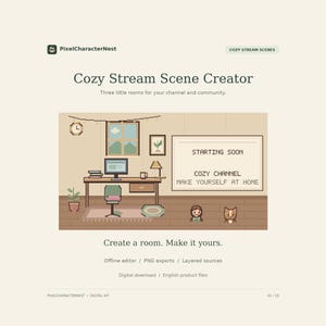 Gezellige Twitch-panelen en -schermen: een maker van statische pixelkunstscènes