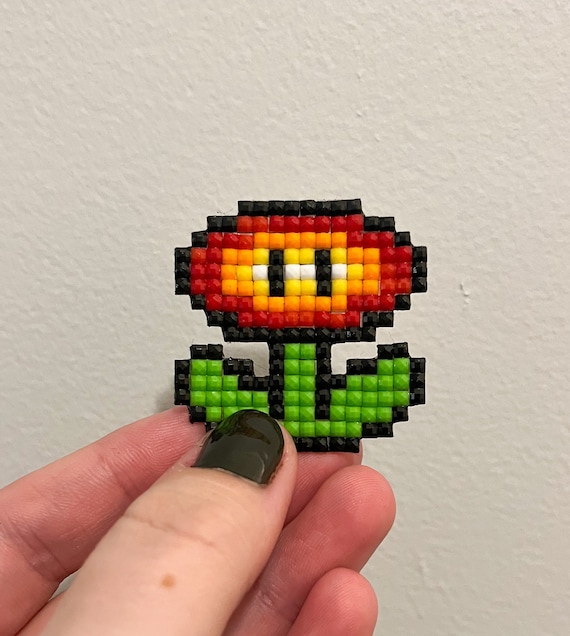 Retro Video Game Mini Magnet Super Mario Fire Flower Design