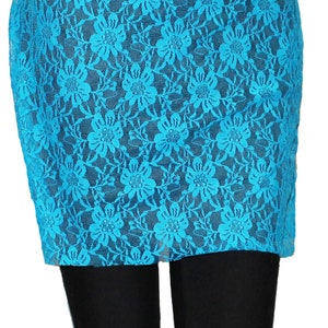 Turquoise Lace Skirted Leggings, Festival Clothes, Leggings with Lace Skirt, Running Leggings, Cover Your Butt