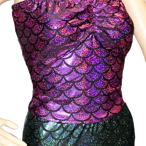 Mermaid Costume Leggings, Tube Top Flared Holographic Mermaid Leggings, Festival Clothes, Mermaid Pants