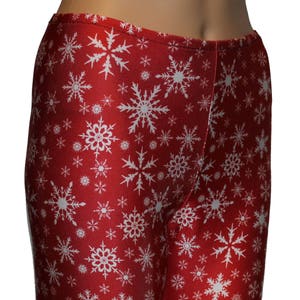 Red Snowflake Leggings, Winter Leggings, Christmas Leggings, Printed Leggings, Yoga Pants, Running Pants