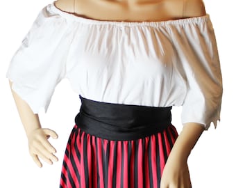 Pirate Costume, Pirate Skirt and Top, Striped Skirt, Halloween Costume, Cosplay