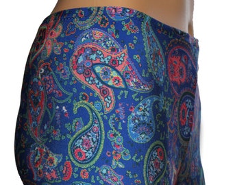 Men's Blue Paisley Meggings, Boho Leggings, Printed Pocket Leggings, Yoga Pants, Yoga Leggings with Pockets, Running Pants, Funky Leggings