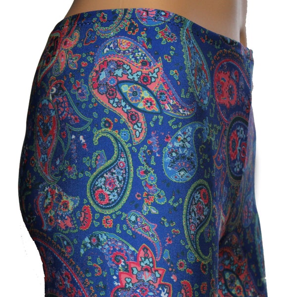 Men's Blue Paisley Meggings, Boho Leggings, Printed Pocket Leggings, Yoga Pants, Yoga Leggings with Pockets, Running Pants, Funky Leggings