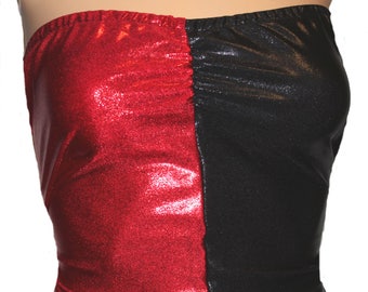 Harlequin Tube Top, Red/Black Costume, Harley Costume, Quinn Costume