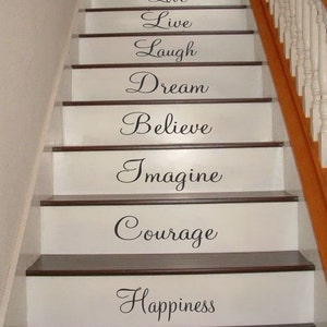 Inspiration Quotes Stair Riser Decals, Stair Decals, Stair Stickers, Wall Decals