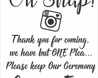 No Photos Vinyl Decals, Unplugged Wedding Sign Decals, DIY Wedding Sign, Make Your Own Wedding Signs