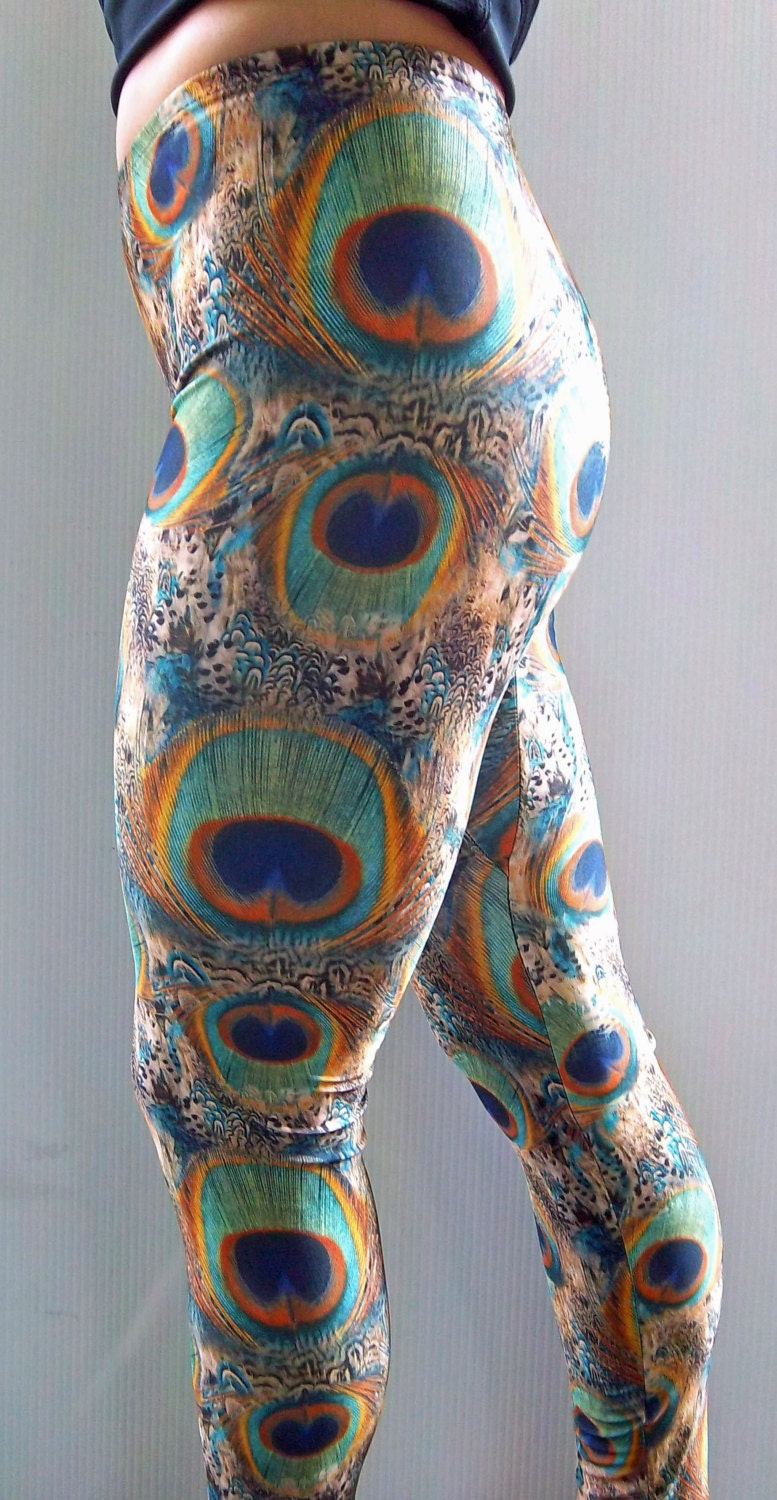 Green Peacock Leggings Printed Leggings Yoga Pants Running Pants Pocket Leggings Leggings With Pockets Etsy