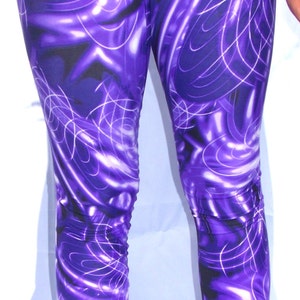 Purple Electric Leggings, Printed Leggings, Yoga Pants, Running Pants, Purple Leggings, Pocket Leggings, Leggings with Pockets