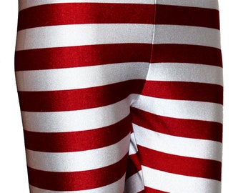 Red and White Striped Candy Cane Leggings, Christmas Leggings, Xmas Leggings, Printed Winter Leggings, Yoga Pants, Running Pants