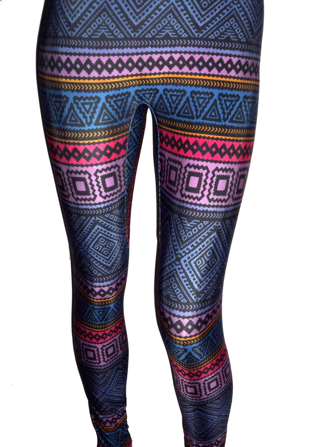 Womens New AZTEC Print Multi Color Fashion Trend Leggings Pants S~M~L