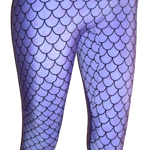 Purple Mermaid Leggings, Lavender Mermaid Leggings, Printed Leggings, Yoga Pants, Running Pants, Pocket Leggings, Leggings with Pockets