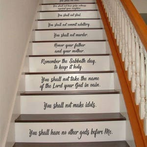 Ten Commandments Stair Riser Decals, Stair Decals, 10 Commandments-Conversational Decals, Inspiration Quotes, Stair Stickers, Wall Decals