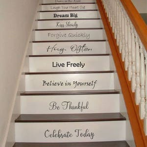 Happiness Stair Riser Decals, Stair Decals, Inspirational Stair Decals, Inspiration Quotes, Stair Stickers, Wall Decals
