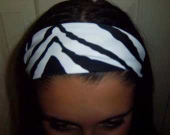 Zebra Yoga Headband, Fitness Headband, Workout Headband, Running Headband, No Slip Headband, Moisture Wicking Headband, Wide Headband