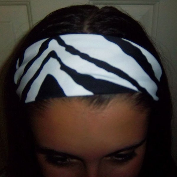 Zebra Yoga Headband, Fitness Headband, Workout Headband, Running Headband, No Slip Headband, Moisture Wicking Headband, Wide Headband
