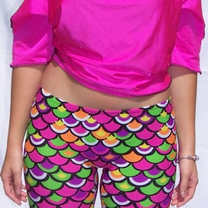 Mermaid Scales Leggings, Printed Leggings, Yoga Pants, Running Pants, Pocket Leggings, Leggings with Pockets
