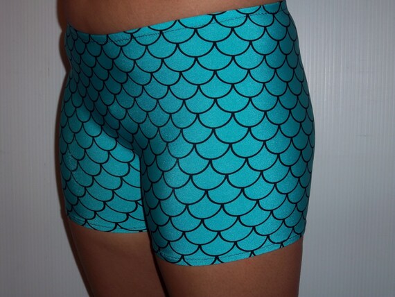 Blue Mermaid Spandex Shorts Vollyball Spendex Shorts for Women