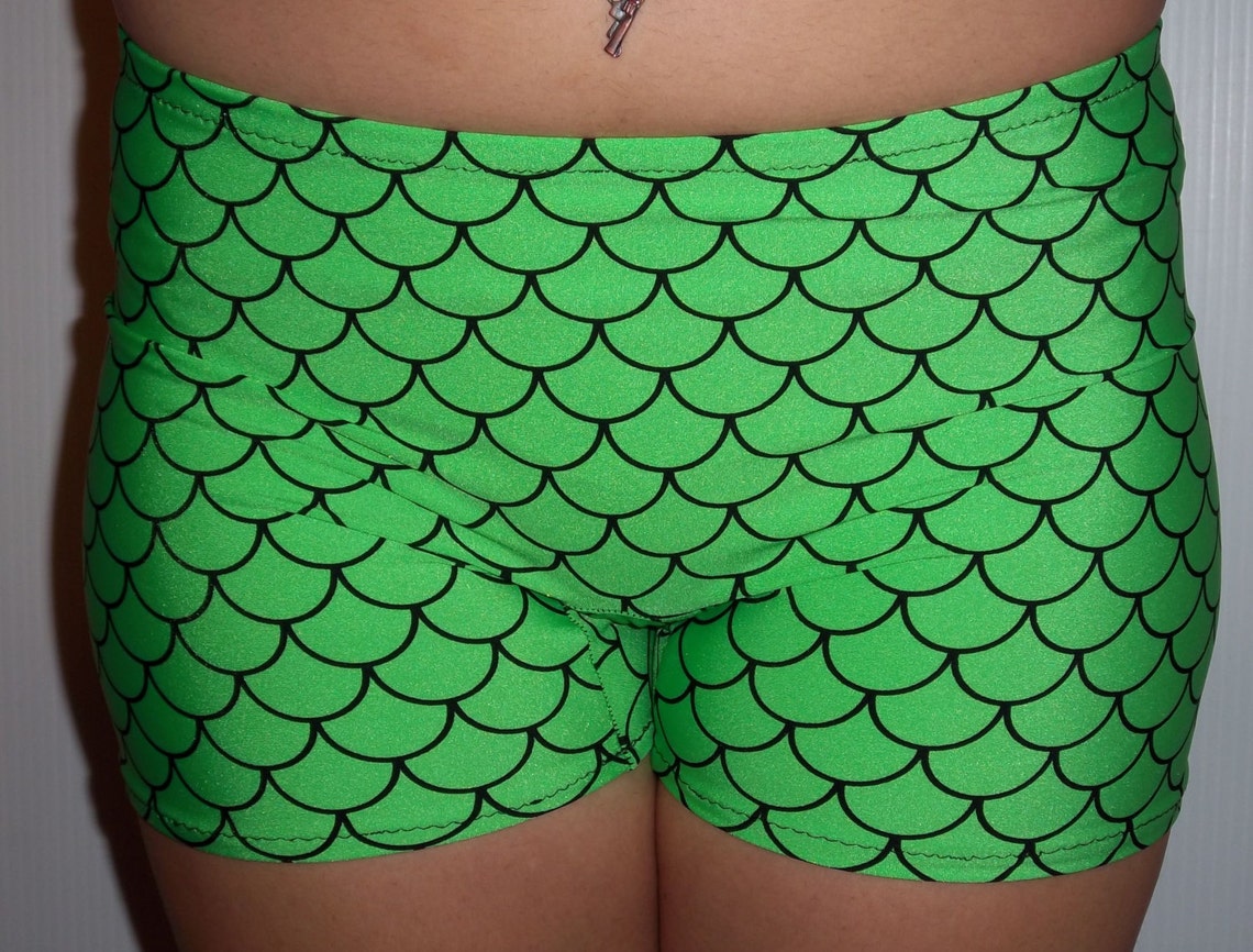 Youth Green Mermaid Spandex Shorts Cheer Shorts Spandex Etsy