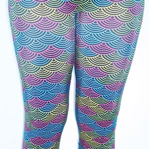 Rainbow Mermaid Leggings, Printed Leggings, Yoga Pants, Running Pants, Pocket Leggings, Leggings with Pockets