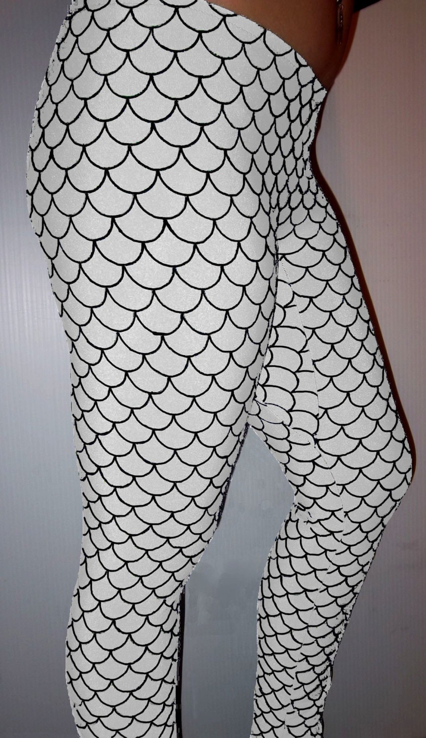 Gray/Silver Mermaid Leggings (Non-Metallic), Printed Leggings, Yoga Pants, Running Pants, Pocket Leggings, Leggings with Pockets