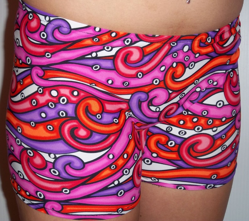 Youth Neon Waves Spandex Shorts Cheer Shorts Spandex Dance Etsy