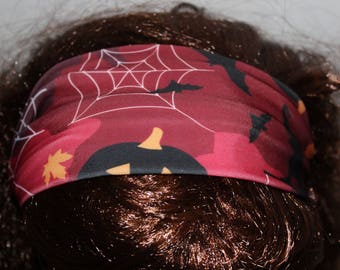 Burgundy Halloween Headband, Fitness Headband, Workout Headband, Running Headband, No Slip Headband, Moisture Wicking, Wide Headband