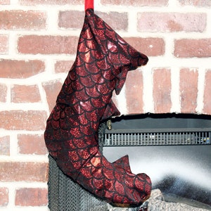 Dragon Tail Christmas Stocking, Dragon Holiday Decor