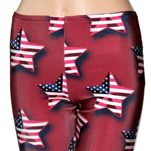 Youth Patriotic Stars and Stripes Leggings, U.S. Flag Leggings, Red White & Blue Girls Leggings, Optional Matching Scrunchie or Headband