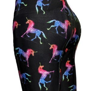 Black Unicorn Leggings, Printed Leggings, Pocket Leggings, Yoga Pants, Running Pants, Animal Print Leggings with Pockets