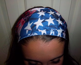American Flag Yoga Headband, Fitness Headband, Workout Headband, Running Headband, No Slip Headband, Moisture Wicking Headband,Wide Headband