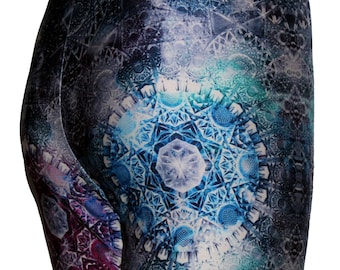 Men's Blue Mandala Meggings, Boho Leggings, Printed Pocket Leggings, Yoga Pants, Yoga Leggings with Pockets, Running Pants, Funky Leggings