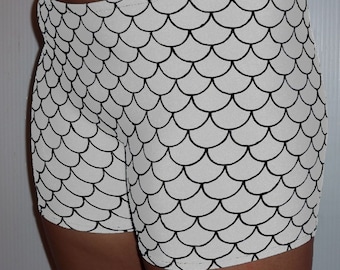 Youth Gray/Silver Mermaid Shorts (Non-Matallic), Cheer Shorts, Spandex Dance Shorts, Spandex Gymnastics Shorts, Running Spandex Shorts