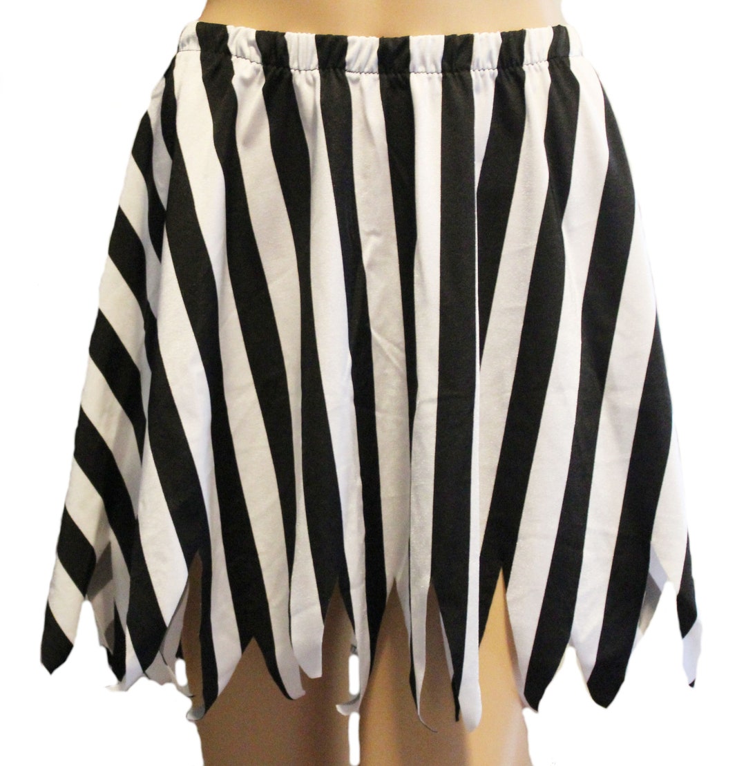 Pirate Skirt, Black and White Striped Skirt, Red and Black Striped