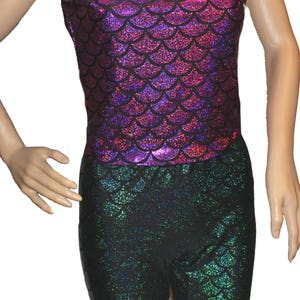 Youth Mermaid Costume Leggings, Capped Sleeve Top Holographic Mermaid Leggings, Festival Clothes, Mermaid Pants