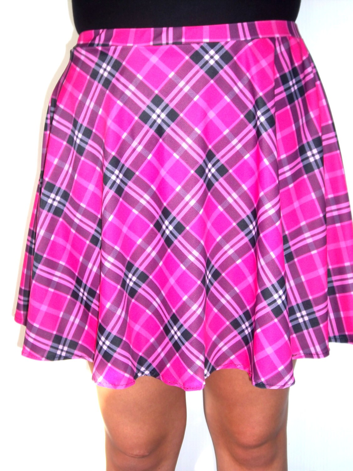 Pink Plaid Skirt Circle Skirt Running Skirt Full Skirt Etsy